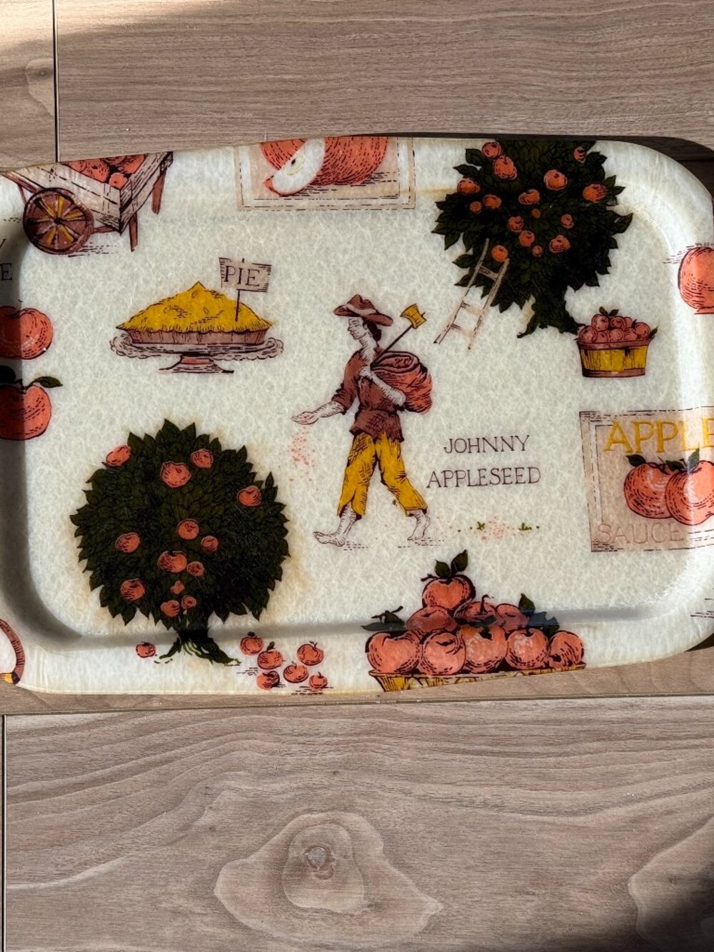 Vintage Retro Fiberglass Apple Tray  Johnny Appleseed